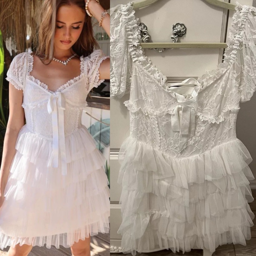 Amy Jane London Sofia Mini Dress White Bridgerton Regency Style